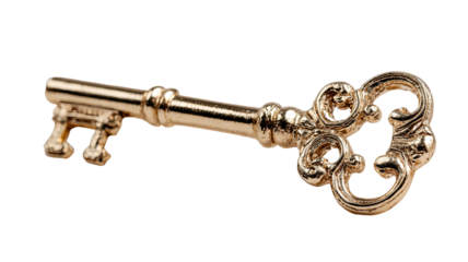 Ornate golden key angled