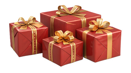 Obraz premium red gift box with gold ribbon