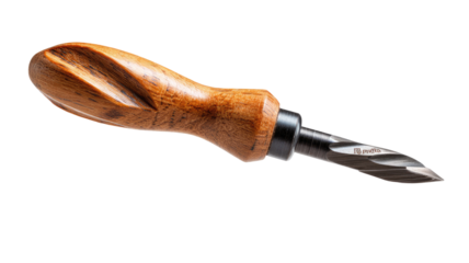 Hand-crafted wood-handled tool, likely a wood carving or shaping implement