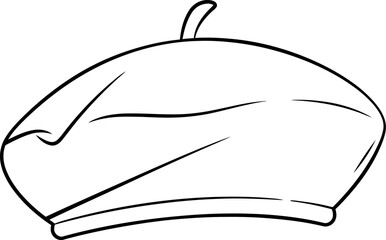 Classic beret line drawing design ideal for fashion illustration or graphic design projects