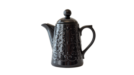 Elegant black ornate coffee pot adds classic charm to kitchen decor and serving