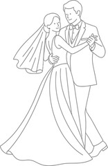 Fototapeta premium Elegant wedding first dance illustration symbolizing love and commitment in minimalist design