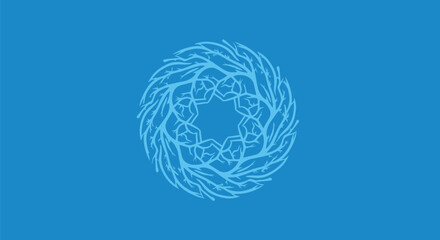 Intricate Circular Design with Interconnected Light Blue Lines.