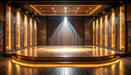 Empty stage with warm lighting