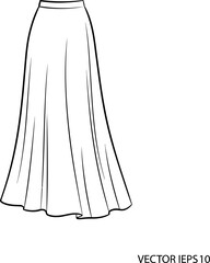 Elegant maxi skirt illustration creating a streamlined silhouette in a timeless fashion style