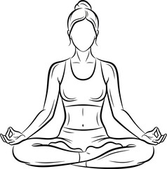 Serene Silhouette: A Meditative Lotus Pose Illustration Depicting Inner Peace and Balance