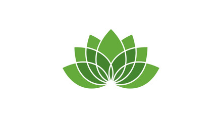 Green Lotus Flower Logo Design.
