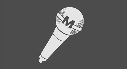 Vintage Microphone Design with Letter M.