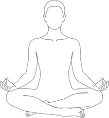 Minimalist depiction of person in lotus position promoting wellness and tranquility