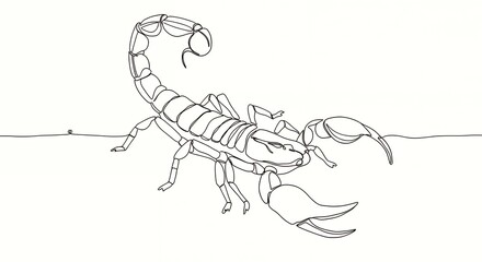 Detailed line drawing of a scorpion on a neutral background