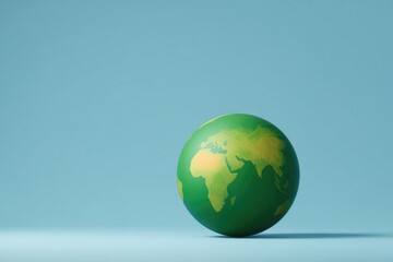 Fototapeta premium Vibrant globe showcasing continents against soft blue background