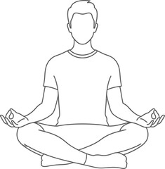 Minimalist representation of a man meditating in the lotus position for wellness relaxation