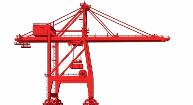 Red harbor crane machinery for shipping logistics industrial port design