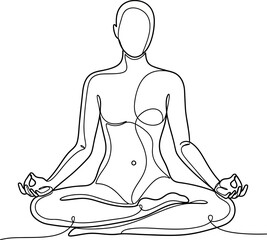 Serene mindful practice continuous line illustration for wellness and inner peace design