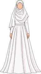 Elegant veiled woman illustration gracefully in white gown embodying faith tradition and style