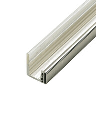 Close-up of a light-colored,  U-shaped channel