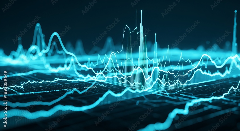 Poster data visualization: a mesmerizing depiction of intricate data patterns unfolds on a digital landscap