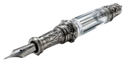 Ornate fountain pen with detailed engravings