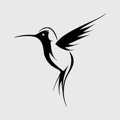 Hummingbird Silhouette Flat Wildlife Simple Icon Set, Hummingbird Abstract Vector Graphic Art Design