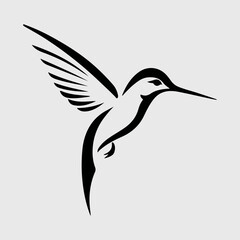 Obraz premium Hummingbird Silhouette Flat Wildlife Simple Icon Set, Hummingbird Abstract Vector Graphic Art Design