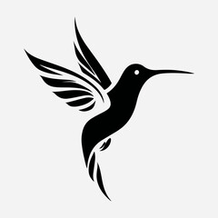 Fototapeta premium Hummingbird Silhouette Flat Wildlife Simple Icon Set, Hummingbird Abstract Vector Graphic Art Design