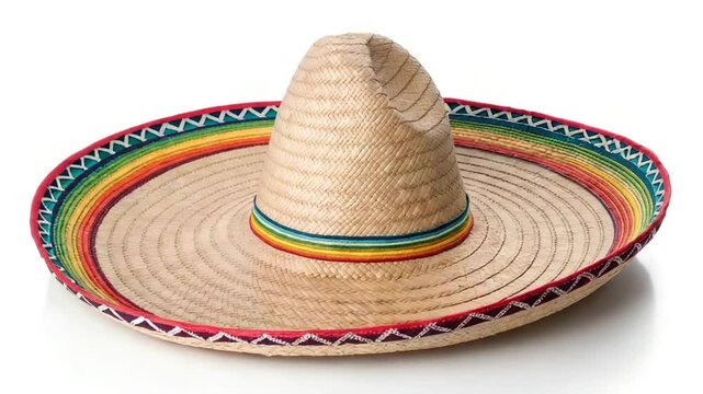 traditional mexican sombrero hat on white background orbit video