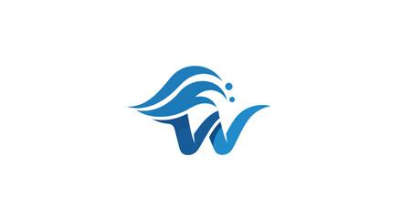 Stylized letter W logo with blue ocean wave design.