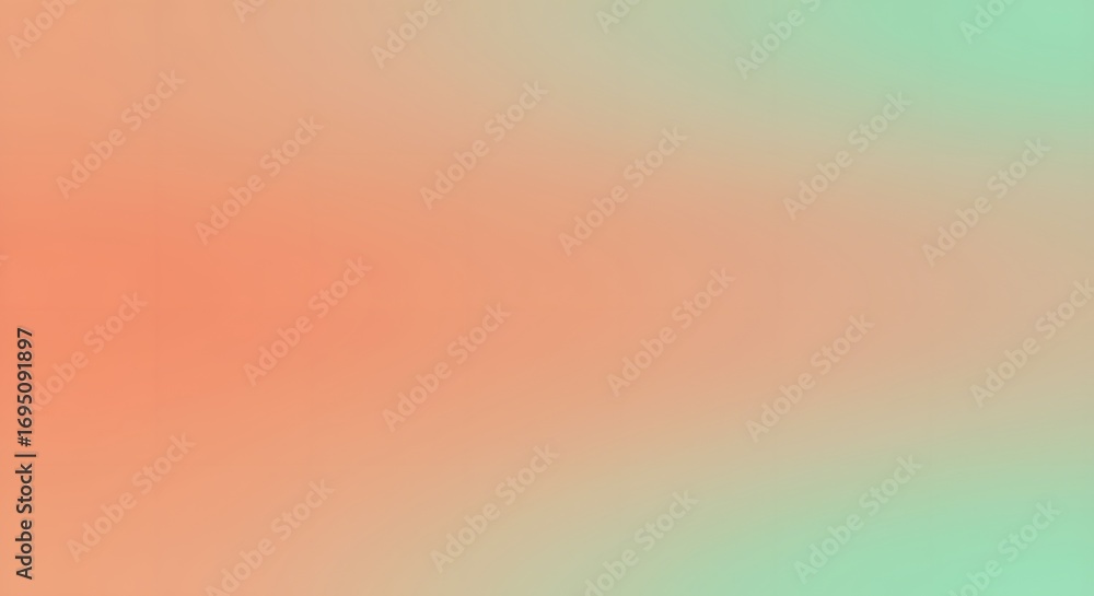 Poster abstract background featuring a smooth gradient of peach and mint green color transition effect