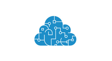 Cloud Computing Technology Icon with Circuit Design.