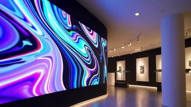 Curved LED Video Wall in Digital Art Gallery