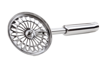 Stainless steel whisk with a circular perforated disc head