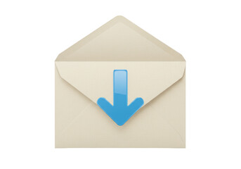 Isolated mail download icon inside unsealed envelope, communication, digital receiving