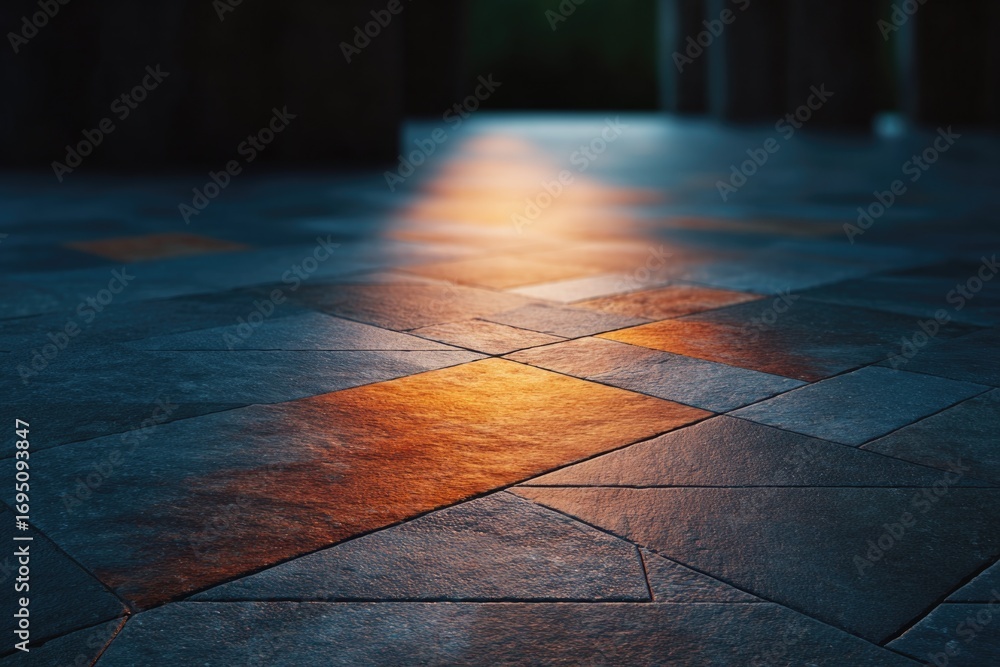 Aufkleber light reflects off textured tiles, creating captivating play of