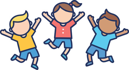 Happy Kids Jumping Illustration Design