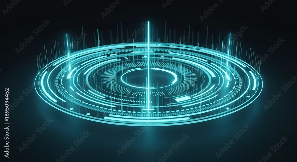Aufkleber digital interface: a futuristic digital interface glows with intricate circuitry, conveying data str
