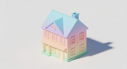 Fototapeta premium Pastel dream house illustration for real estate and home design with soft colors and modern architecture