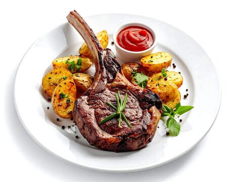 Grilled steak with roasted potatoes