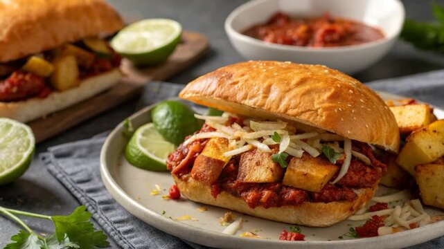  pambazo mexican food on warm background video