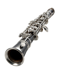 Close-up of a black and silver oboe