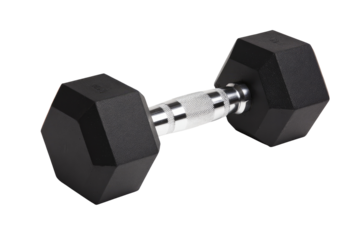 Black octagon-shaped dumbbell with a metal handle