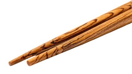 Close-up of wooden chopsticks, showing the grain