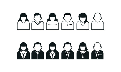 Minimalist User and People Icons,Business & Corporate Avatars Set,Simple Profile Icons Collection