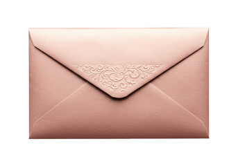Isolated pink envelope with elegant floral embossing, a chic paper stationery element