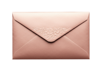 Isolated pink envelope with elegant floral embossing, a chic paper stationery element