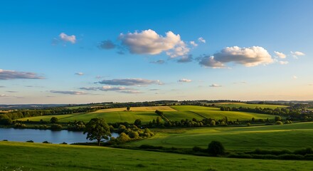 landscape with blue sky and clouds