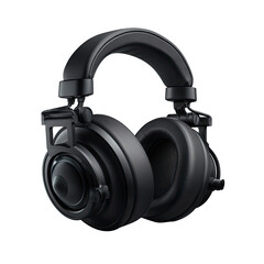 Dark gray over-ear headphones, rounded design.  Large earcups,  adjustable headband