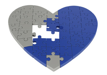 Isolated Heart Shaped Puzzle, Missing Piece, Love Concept, Empathy, Connection, Unity, Teamwork