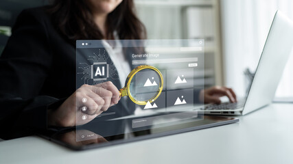 AI image generator interface enables image, AI, and generator process by converting user prompt...