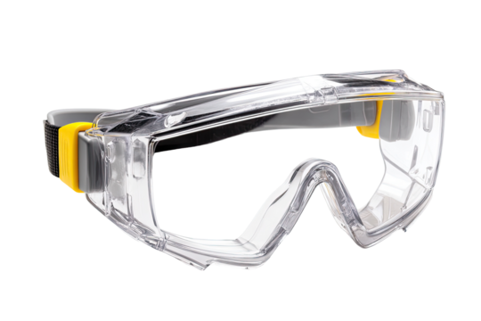 Clear safety glasses with yellow accents - Powered by Adobe