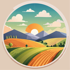 Obraz premium Illustration vectorielle circulaire de campagne stylisée